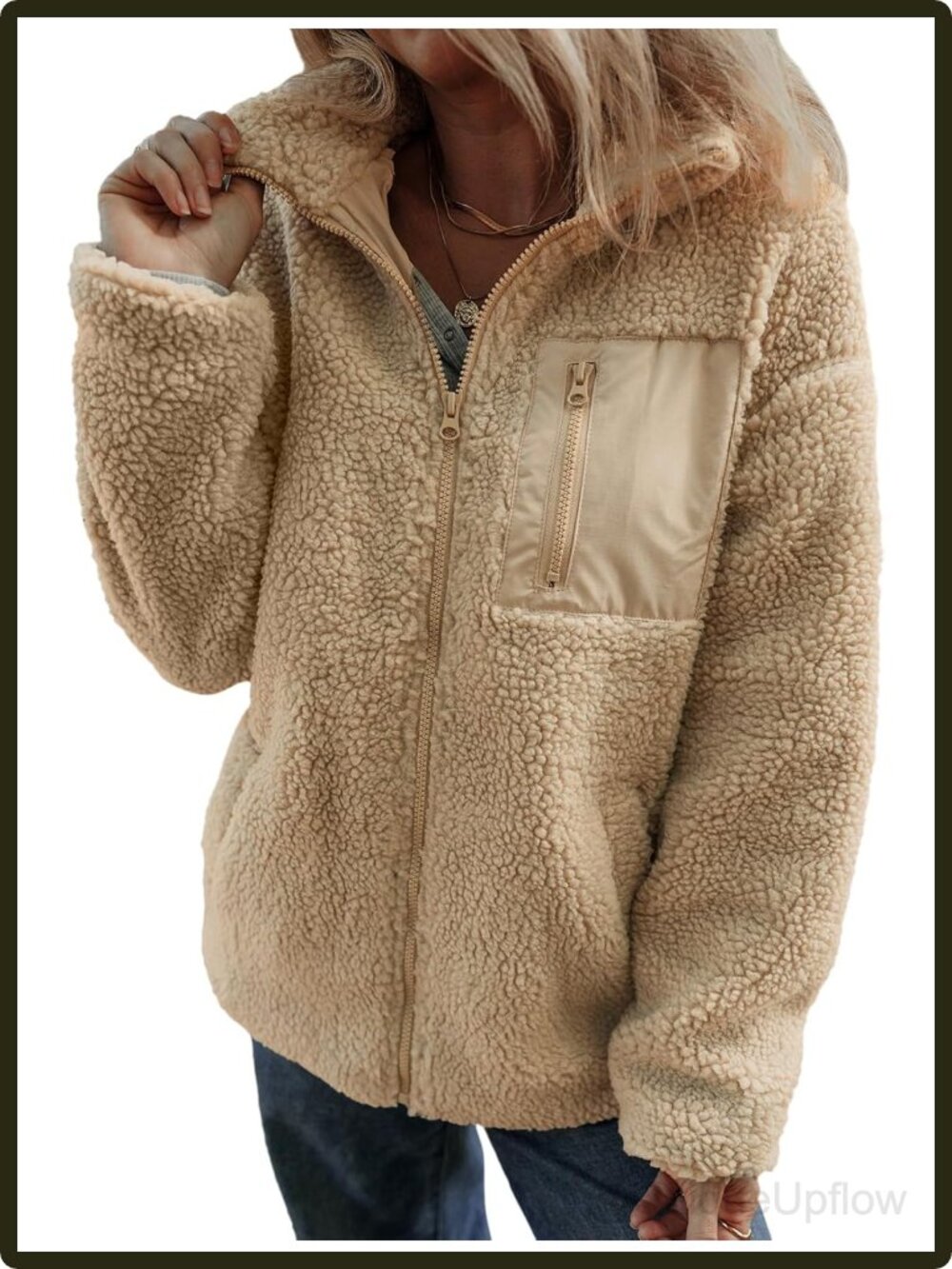 Womens Winter Fleece Jacket Long Sleeve Loose Warm Teddy Coat